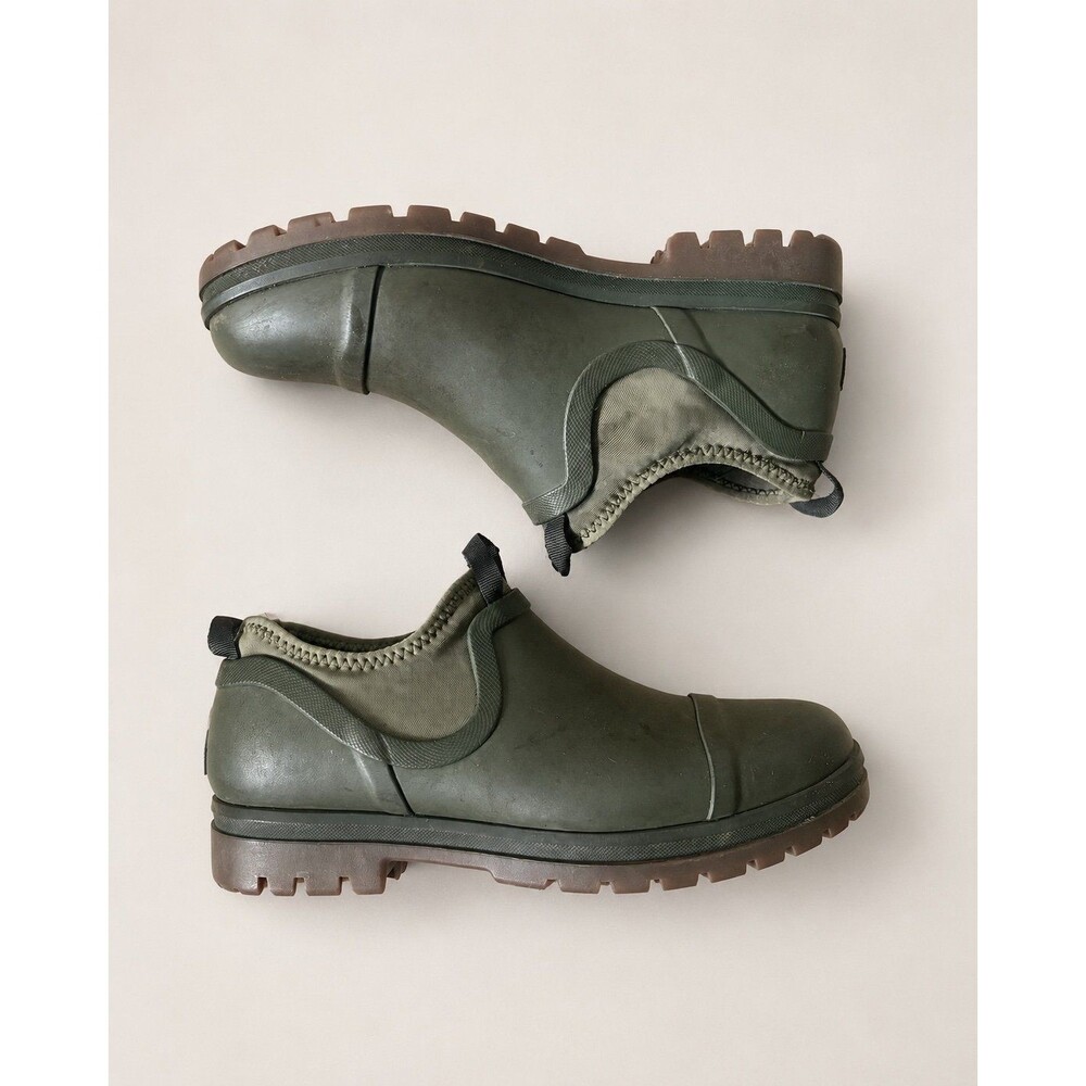 L.L.Bean Womens Size 8 Olive Green Wellie Chelsea Rain Shoes Waterproof Slip On